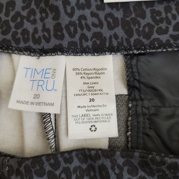 TIME AND TRU Leopard Print Casual Career Stretch Skinny Pants sz 20 Gray Black - Picture 8 of 13